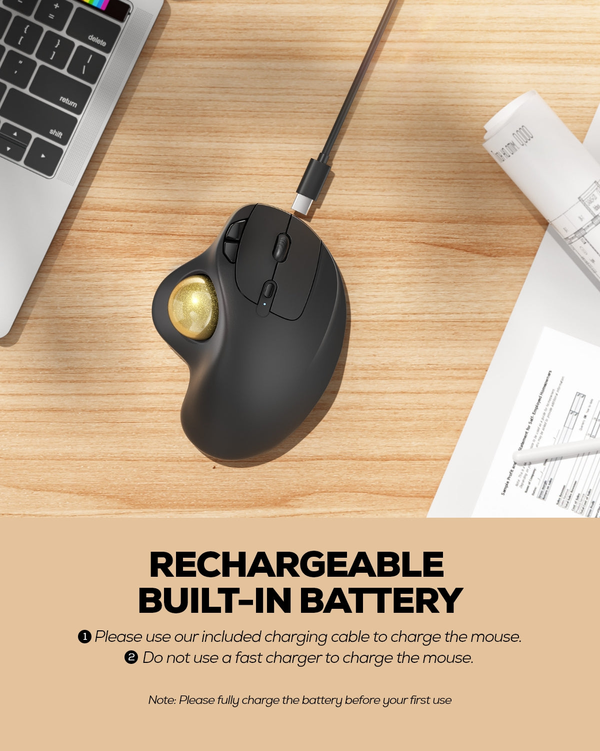 Collection of Nulea M501 Wireless Trackball Mouse in a gallery layout